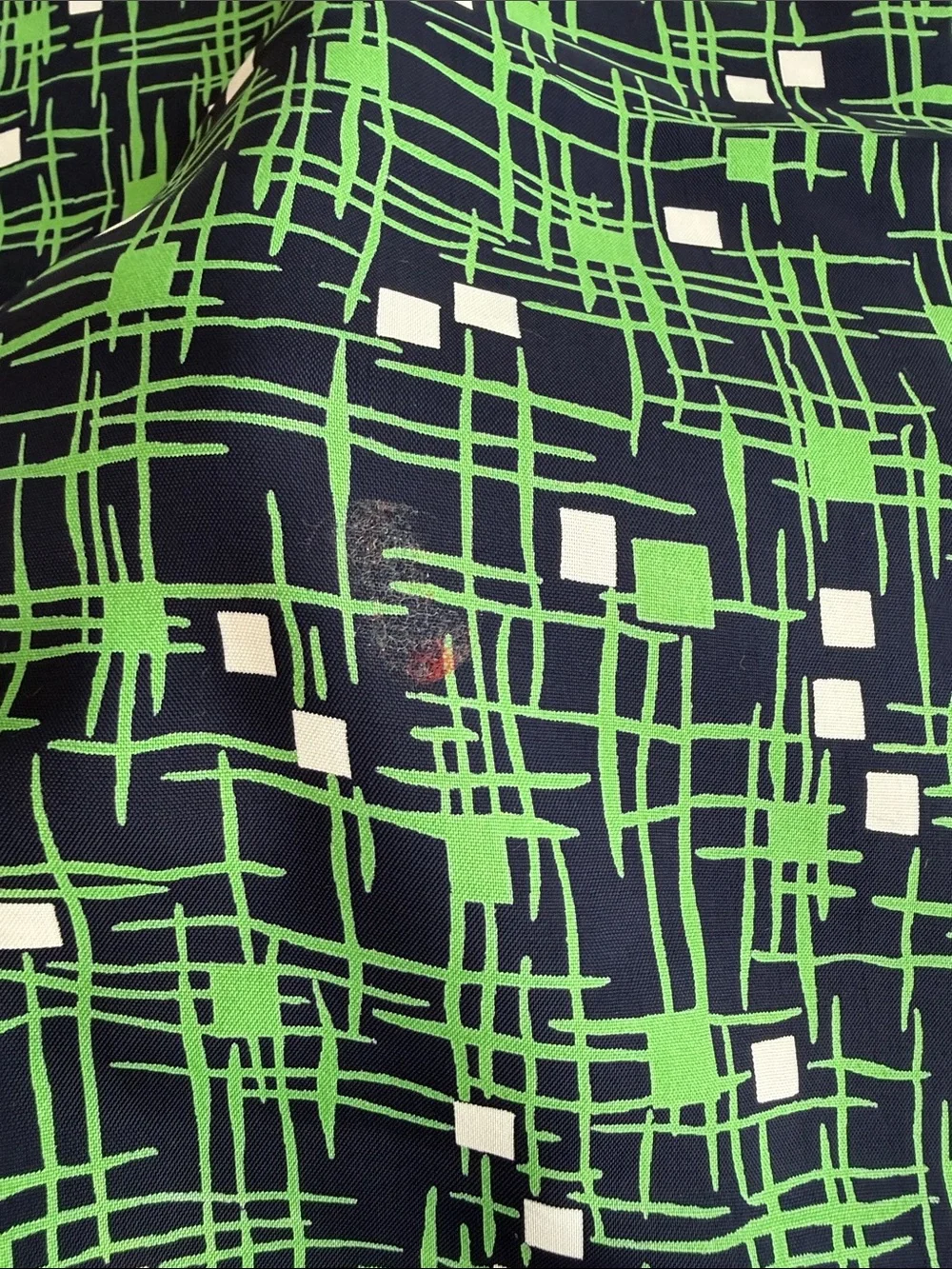 Vintage 1950s MCM Abstract Fabric Navy/Black Green Ivory 5 Yards x 36 Drapey